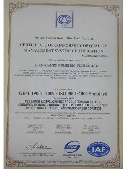 NUMEI 9001 Certification